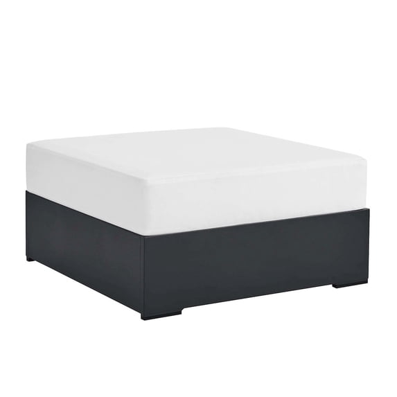 Tahoe Outdoor Patio Powder-Coated Aluminum Ottoman in Gray White