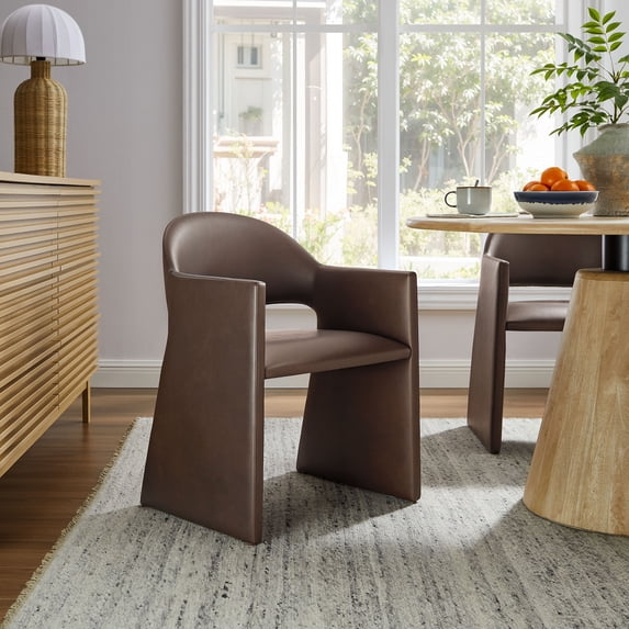 Talia Vegan Leather Dining Armchair in Espresso