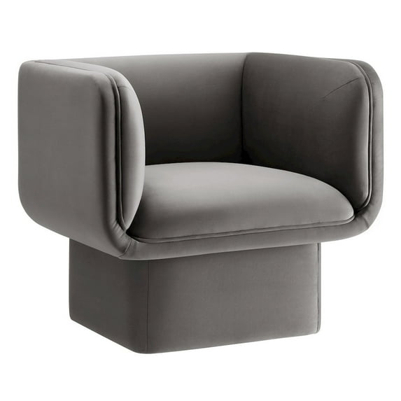 Tate Performance Velvet Accent Chair in Storm Gray