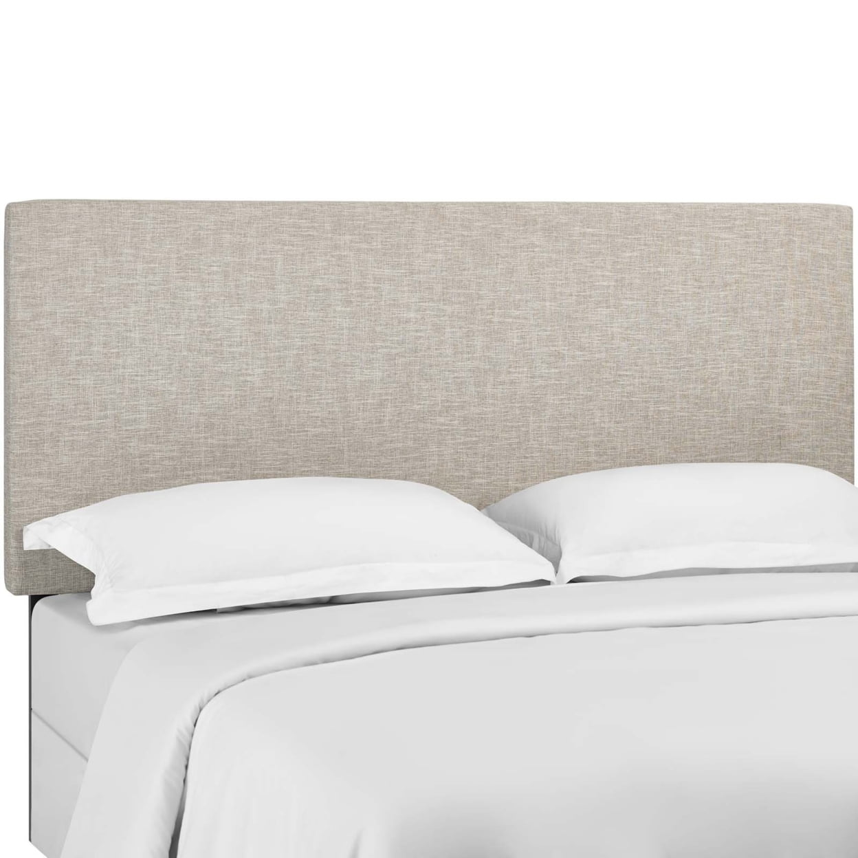 Beige Upholstered Full/Queen Linen Fabric Headboard