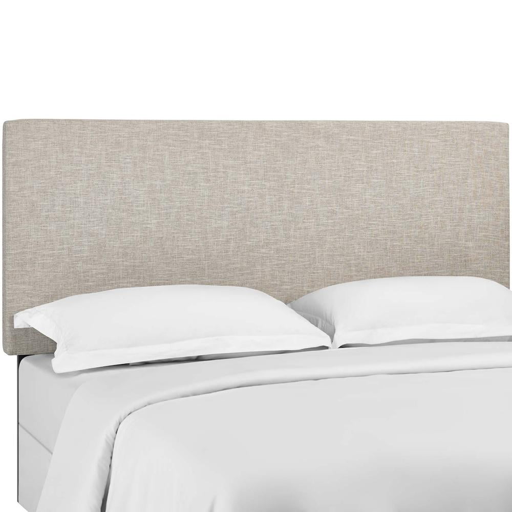 Beige Upholstered Full/Queen Linen Fabric Headboard