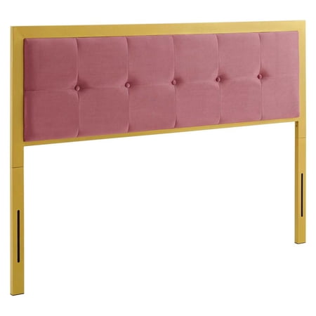 Modway Teagan Tufted Full Performance Velvet Headboard in Gold Dusty Rose