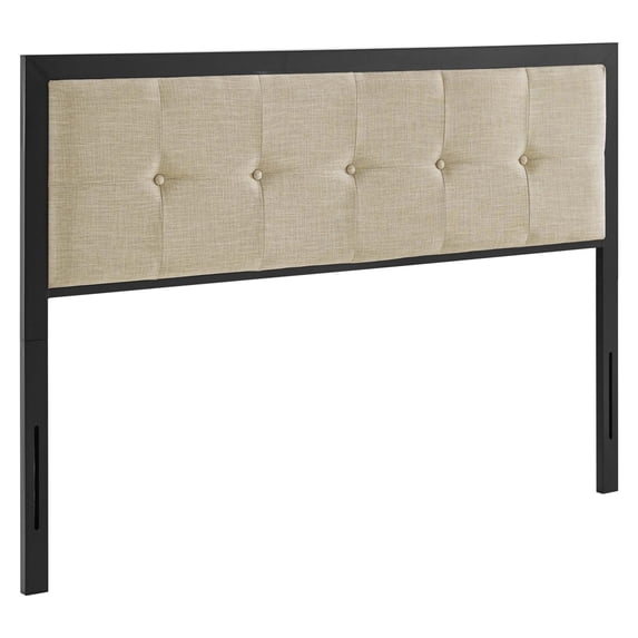 Modway Teagan Tufted Metal and Fabric Full Headboard in Black/Beige