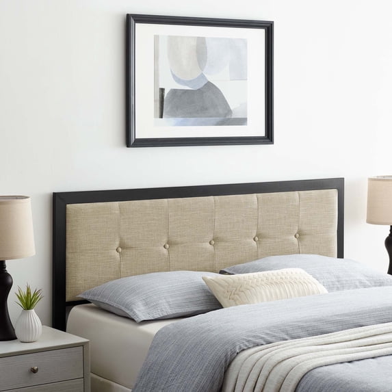 Modway Teagan Tufted Queen Headboard in Black Beige