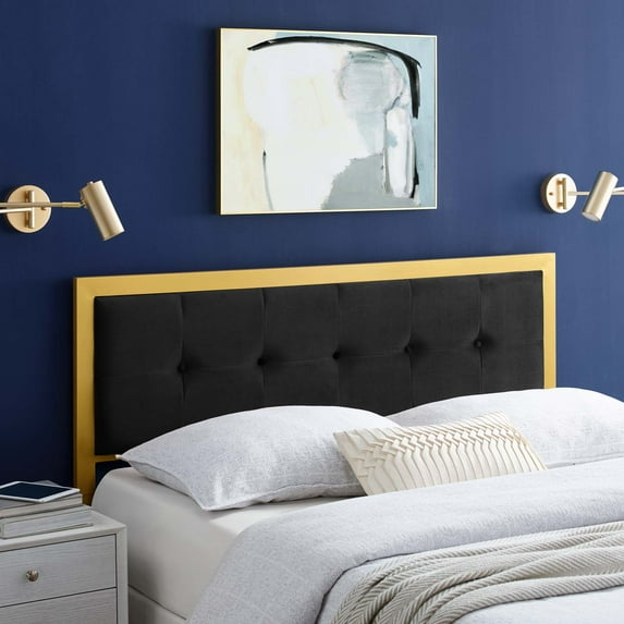 Modway Teagan Tufted Twin Performance Velvet Headboard in Gold Black