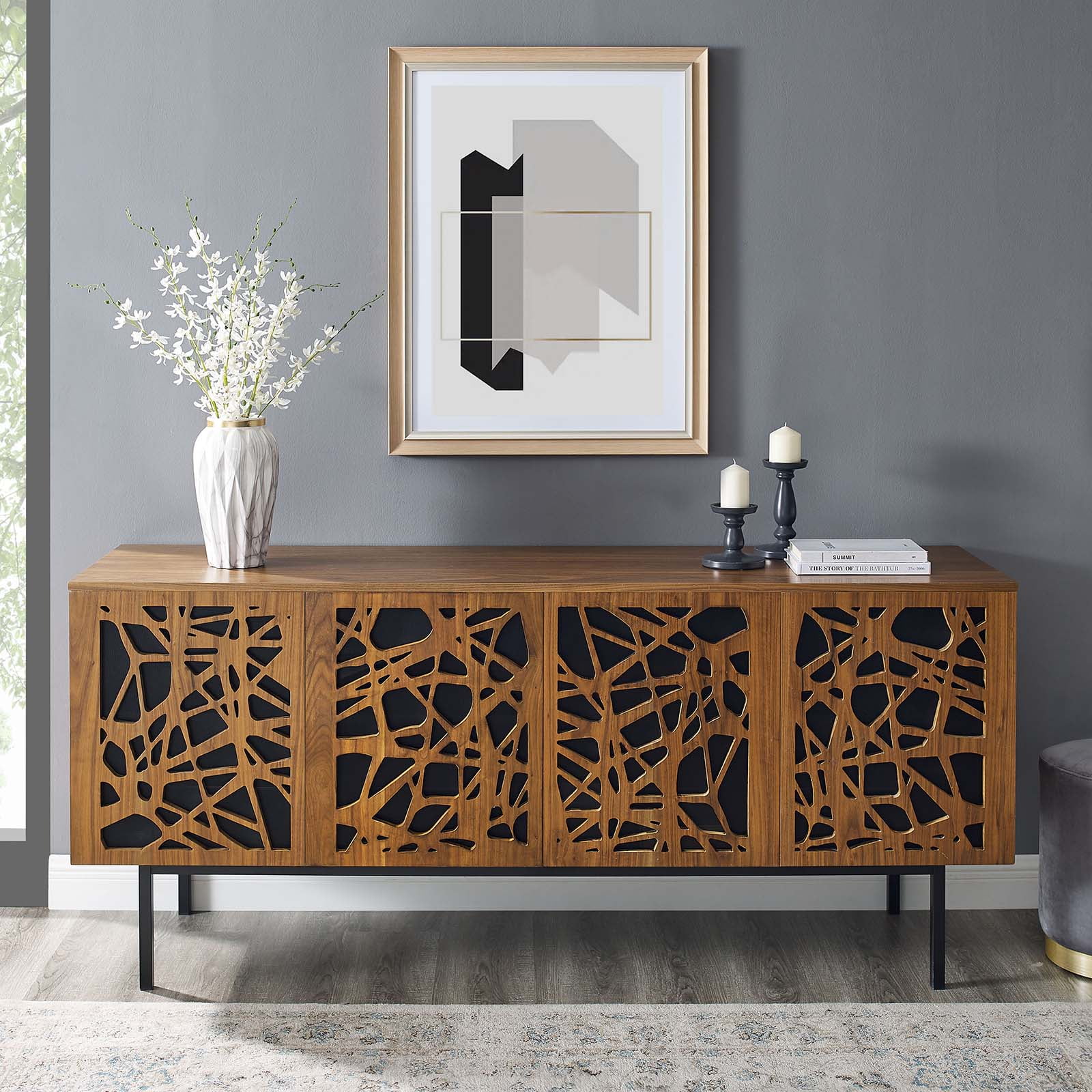 Telluride 73" Walnut and Black Wood TV Stand