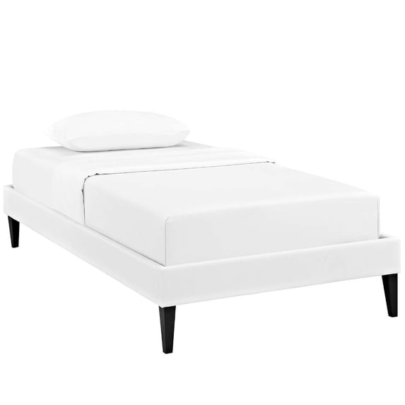 Modway Tessie Twin Vinyl Bed Frame with Squared Tapered Legs in White