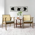 thumbnail image 1 of Modway Thera Vegan Leather and Cane Accent ArmchairsSet of 2 in Weathered Oak Stone, 1 of 10