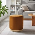 thumbnail image 1 of Tilden 16" Round Performance Velvet Upholstered Ottoman in Rust Natural, 1 of 8
