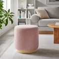 thumbnail image 1 of Modway Tilden 16" Round Sherpa Upholstered Ottoman in Blossom Natural, 1 of 8