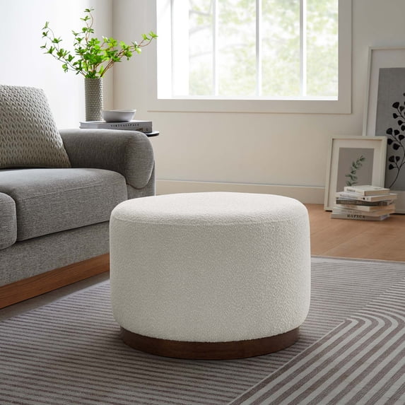 Modway Tilden Ottoman in Cloud White and Walnut