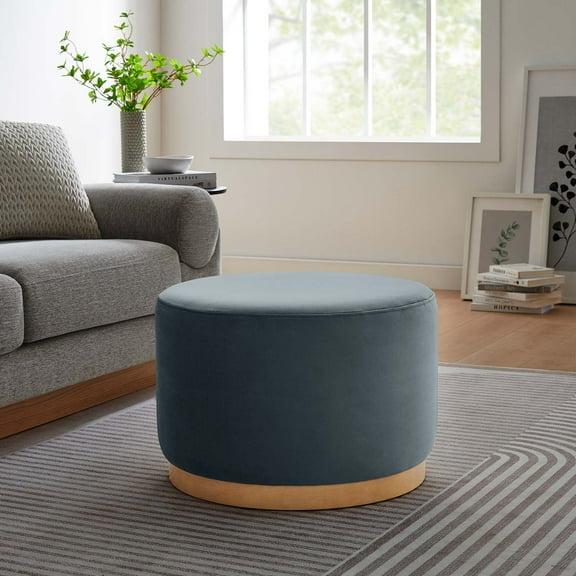 Tilden Ottoman in Cadet Blue Natural