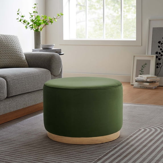 Modway Tilden Large 23" Round Performance Velvet Upholstered Ottoman