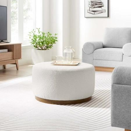 Modway Tilden Ottoman in Cloud White and Walnut