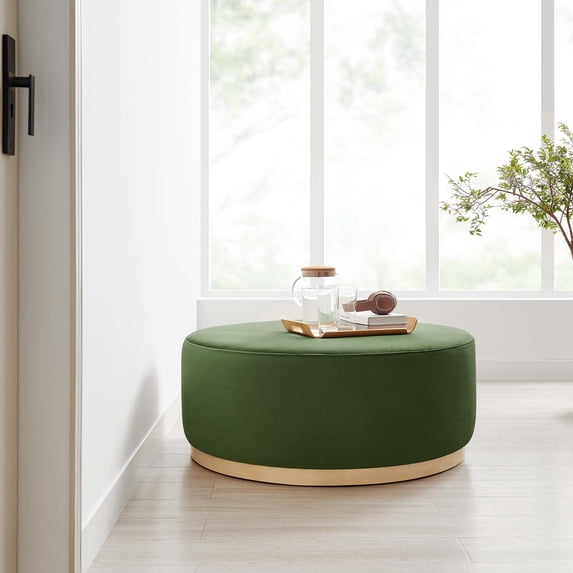 Tilden Ottoman in Moss Green Natural