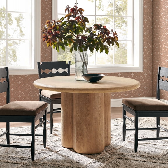 Modway Tori 48 Inch Round Indoor and Outdoor Dining Table in Travertine