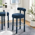 thumbnail image 1 of Modway Toulouse Performance Velvet Bar Stool in Midnight Blue Gold, 1 of 9