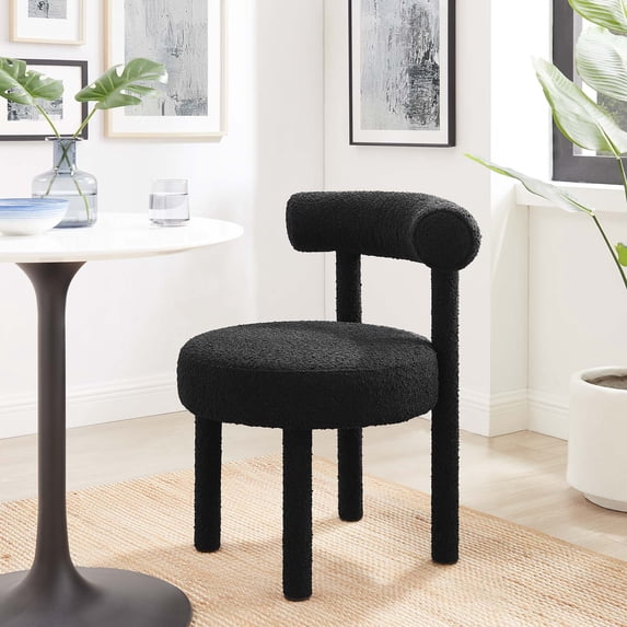 Modway Toulouse Boucle Fabric Dining Chair in Black