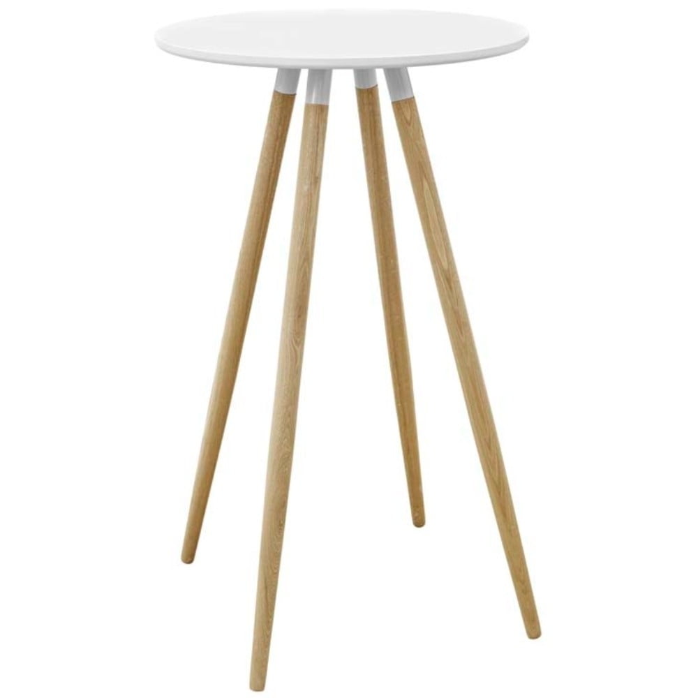 White Round Wood Mid-Century Modern Counter Height Table