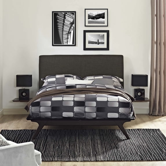 Modway Tracy 3-Piece MDF and Rubberwood Queen Bedroom Set - Cappuccino/Brown