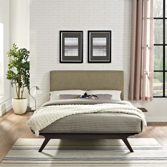Modway Tracy 3-Piece MDF and Rubberwood Queen Bedroom Set - Cappuccino/Latte