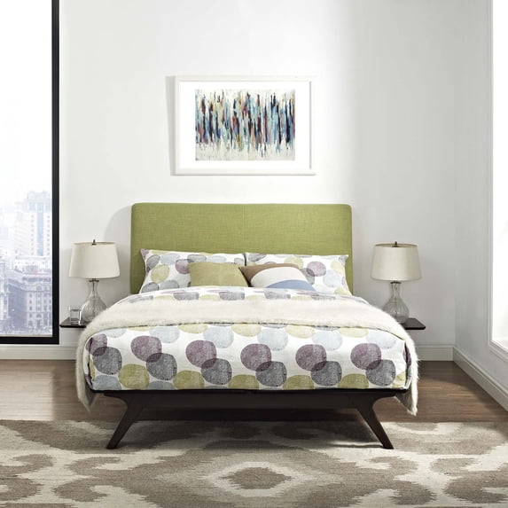 Modway Tracy 3-Piece MDF and Rubberwood Queen Bedroom Set in Cappuccino/Green