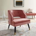 thumbnail image 1 of Traipse Button Tufted Open Back Performance Velvet Armchair, 1 of 7
