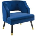 thumbnail image 1 of Modway Traipse Button Tufted Open Back Performance Velvet Armchair in Navy, 1 of 7