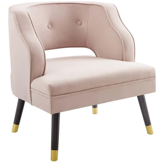 Modway Traipse Button Tufted Open Back Performance Velvet Armchair in Pink