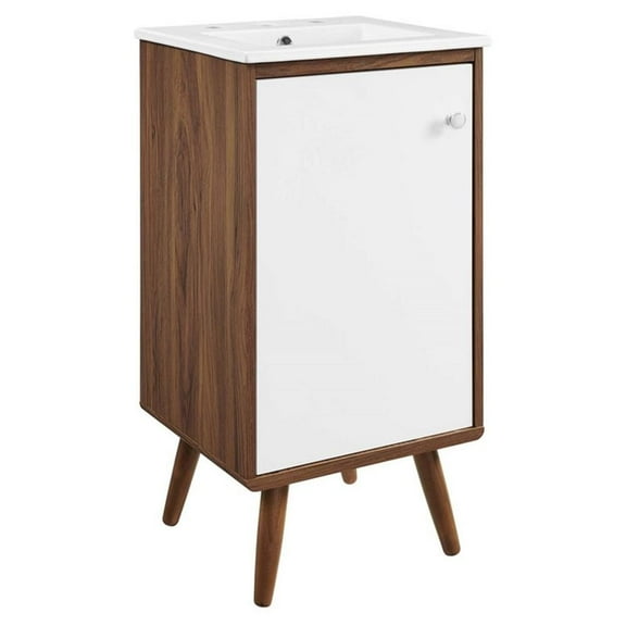 Modway Transmit 18" Bathroom Vanity in Walnut White