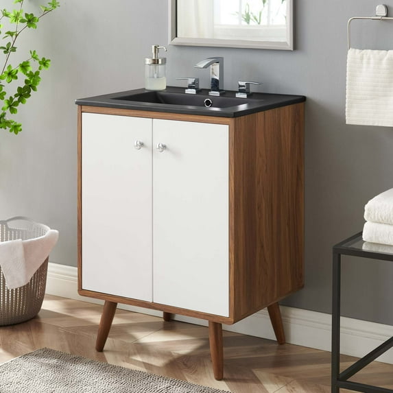 Modway Transmit 24" Bathroom Vanity in White Black