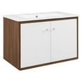 thumbnail image 1 of Modway Transmit 30" Wall-Mount Wood Bathroom Vanity in Walnut/White, 1 of 9