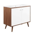 thumbnail image 1 of Modway Transmit 36" Modern Wood and Ceramic Bathroom Vanity in Walnut/White, 1 of 9