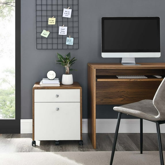 Modway Transmit Wood File Cabinet in Walnut White