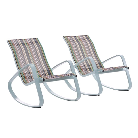 Modway Traveler Green Strip Patio Rocking Lounge Chair