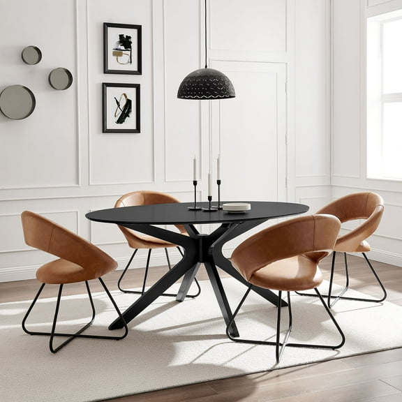 Modway Traverse 63" Oval Dining Table in Black Black
