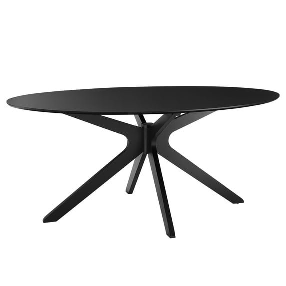 Modway Traverse 71" Oval Modern Rubberwood Dining Table in Black