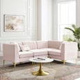 thumbnail image 1 of Modway Triumph Channel Tufted Performance Velvet 4-Piece Sectional Sofa in Pink, 1 of 10