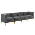 thumbnail image 1 of Modway Triumph Channel Tufted Performance Velvet 4-Seater Sofa in Gray, 1 of 10
