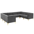 thumbnail image 1 of Modway Triumph Channel Tufted Performance Velvet 8-Piece Sectional Sofa in Gray, 1 of 11