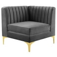 thumbnail image 1 of Modway Triumph Channel Tufted Performance Velvet Sectional Sofa Corner Chair in Gray, 1 of 6