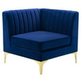 thumbnail image 1 of Modway Triumph Channel Tufted Performance Velvet Sectional Sofa Corner Chair in Navy, 1 of 6