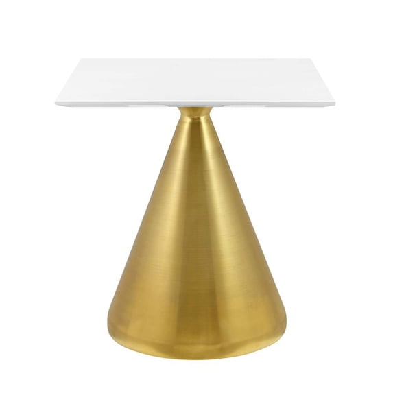 Modway Tupelo 28" Square Dining Table in Gold White