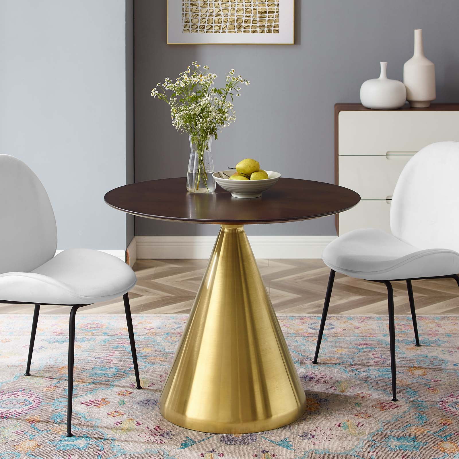 Tupelo Mid-Century Modern Round Cherry Walnut Dining Table