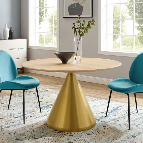 Modway Tupelo 47" Dining Table in Gold Natural