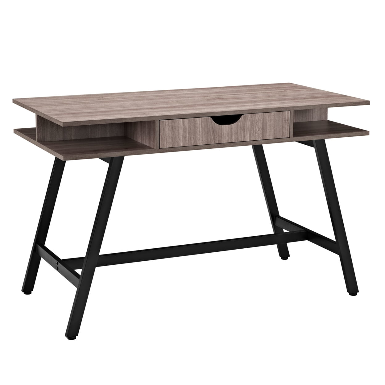 Birchwood Black Industrial Office Desk with Drawer and Cubbies