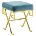 thumbnail image 1 of Modway Twist Velvet Ottoman in Gold and Sea Blue, 1 of 6