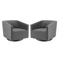 thumbnail image 1 of Modway Twist Swivel Chair Performance Velvet Set of 2 in Gray, 1 of 7