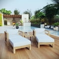 thumbnail image 1 of Modway Upland 5 Piece Outdoor Patio Teak Set in Natural White, 1 of 8