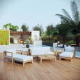 thumbnail image 1 of Modway Upland 8 Piece Outdoor Patio Teak Set in Natural White, 1 of 10